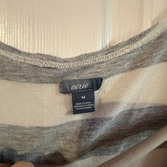 Casual Striped V-Neck Women's Tee Aerie - Picture 3 of 4